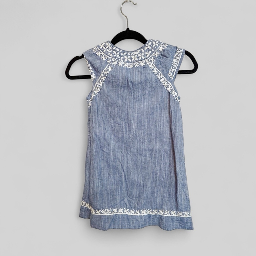 Roller Rabbit Blue Chambray Embroidered Bohemian Cotton Top Size 6 - Picture 6 of 9